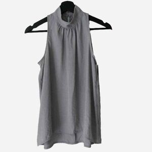 Prologue Sleeveless Top Womens XS Gray Mock Neck‎ Keyhole Back Blouse NWT
